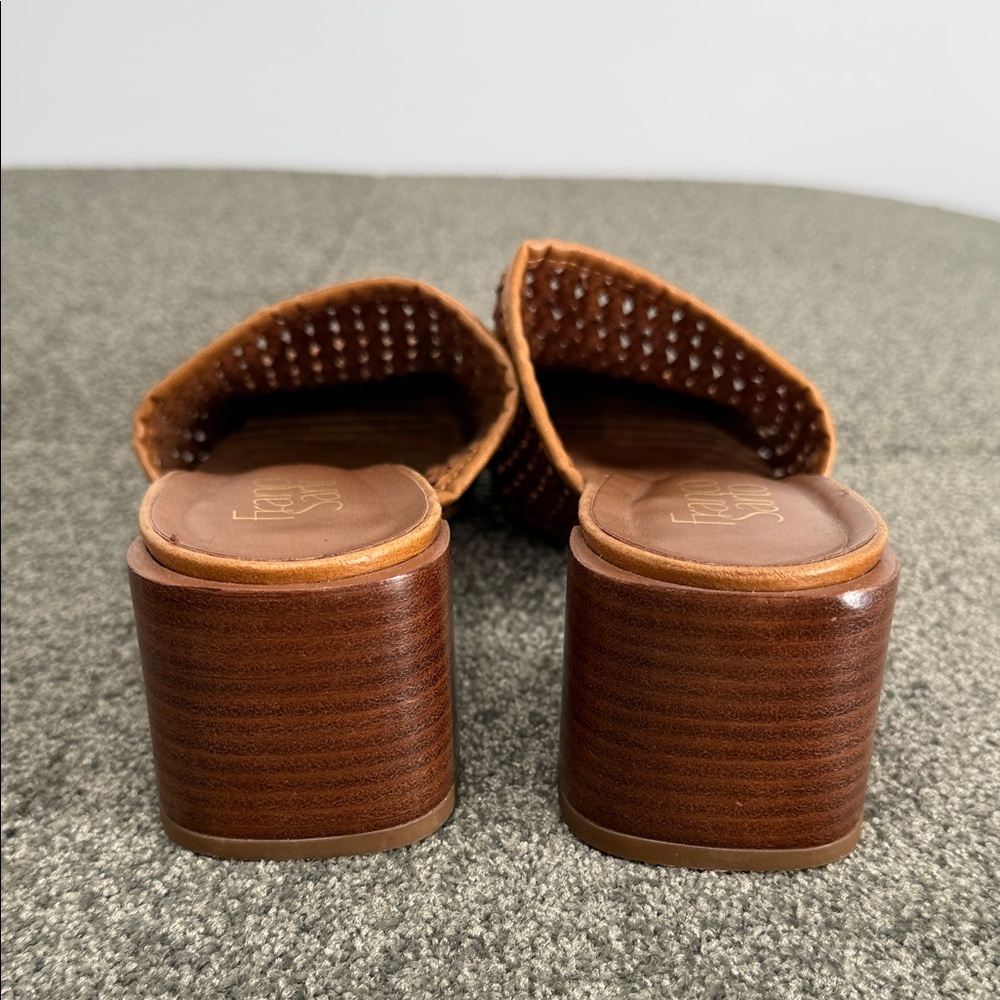 Franco Sarto Shoes Wm 8 M Nalla Woven Basketweave Block Heel Mules 90 Y2K - Picture 4 of 12